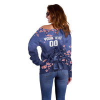 Japan 2026 Baseball Custom Off Shoulder Sweater Come On Samurai Sakura Pattern - Wonder Print Shop