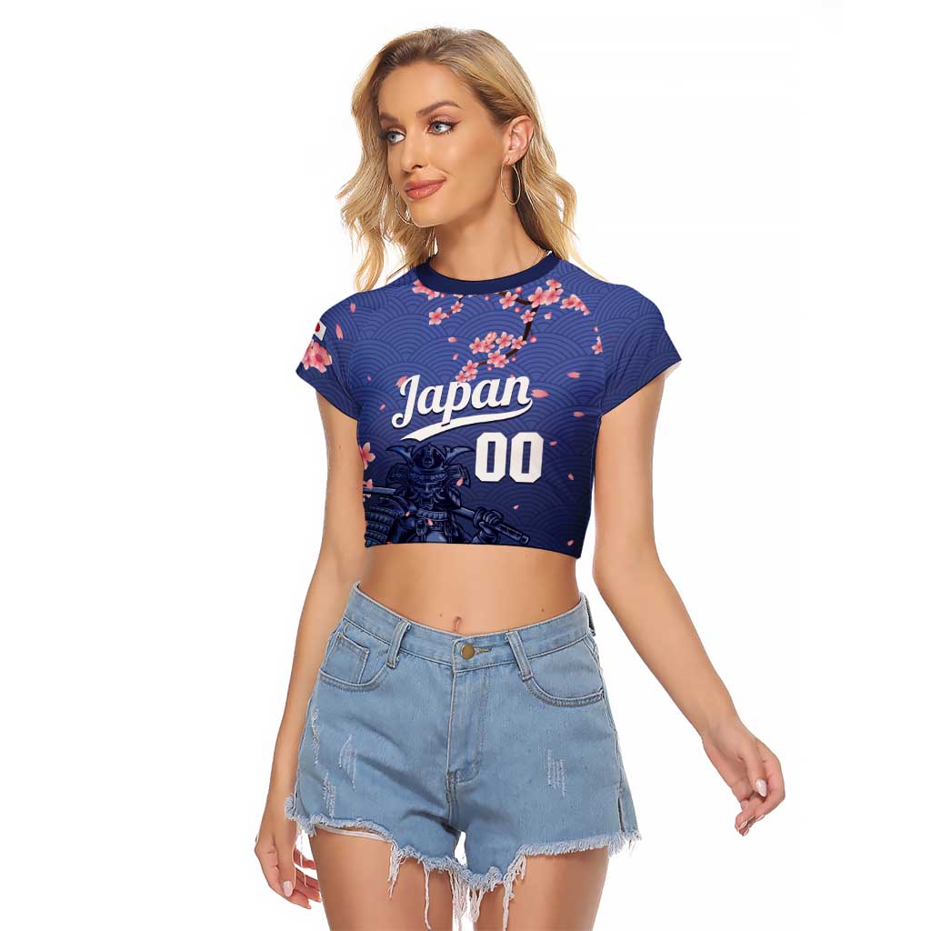 Japan 2026 Baseball Custom Raglan Cropped T Shirt Come On Samurai Sakura Pattern - Wonder Print Shop