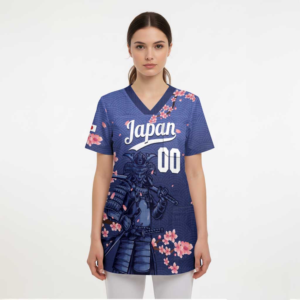 Japan 2026 Baseball Custom Scrub Top Come On Samurai Sakura Pattern - Wonder Print Shop