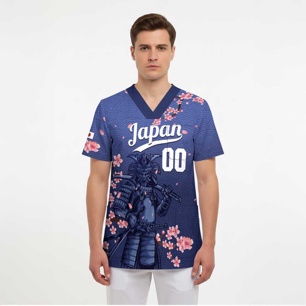 Japan 2026 Baseball Custom Scrub Top Come On Samurai Sakura Pattern - Wonder Print Shop