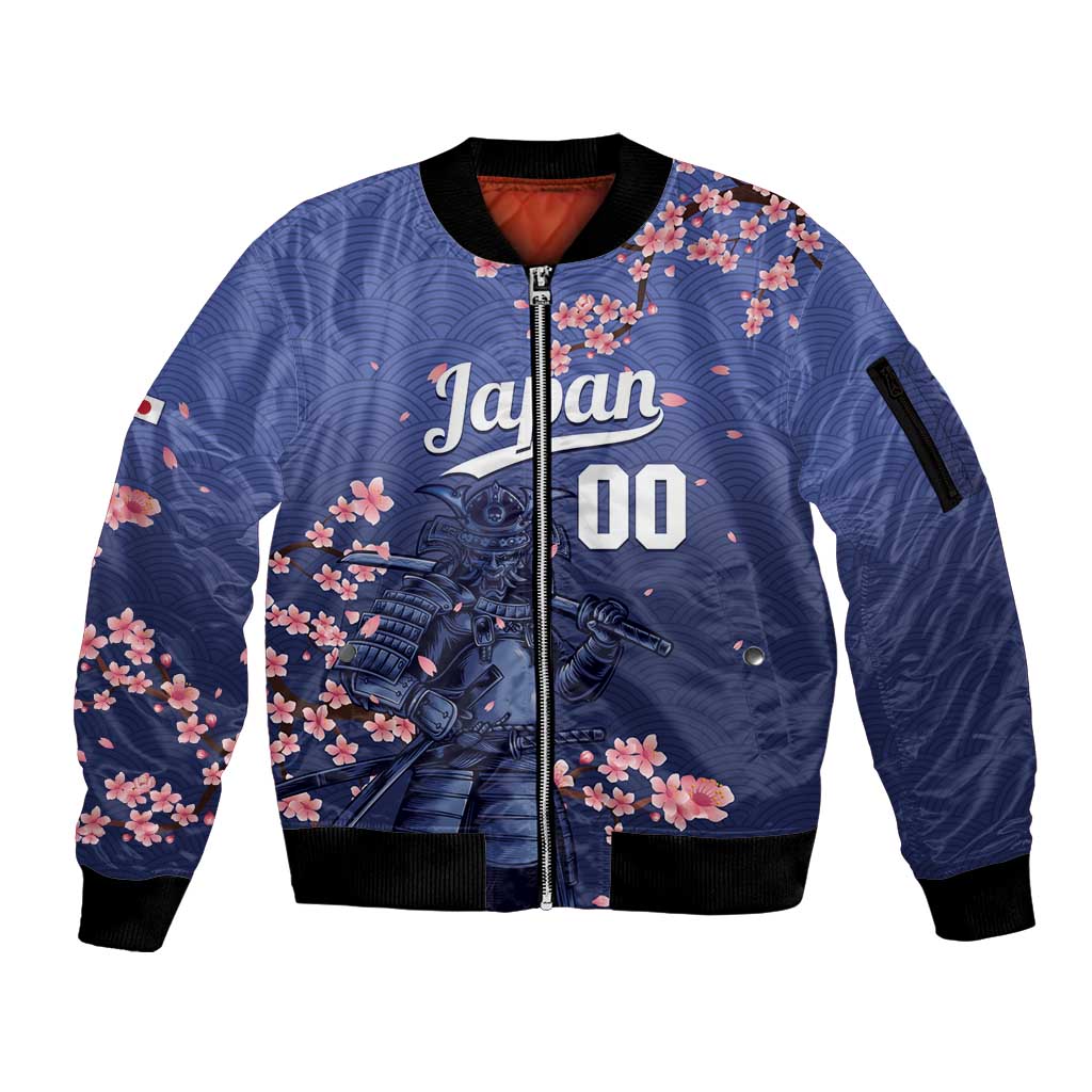 Japan 2026 Baseball Custom Sleeve Zip Bomber Jacket Come On Samurai Sakura Pattern - Wonder Print Shop
