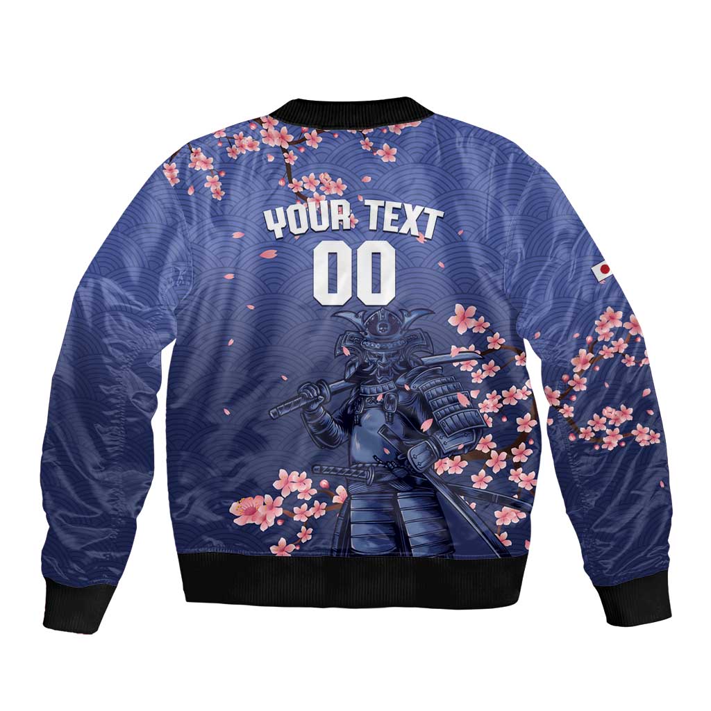 Japan 2026 Baseball Custom Sleeve Zip Bomber Jacket Come On Samurai Sakura Pattern - Wonder Print Shop