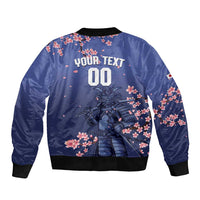 Japan 2026 Baseball Custom Sleeve Zip Bomber Jacket Come On Samurai Sakura Pattern - Wonder Print Shop