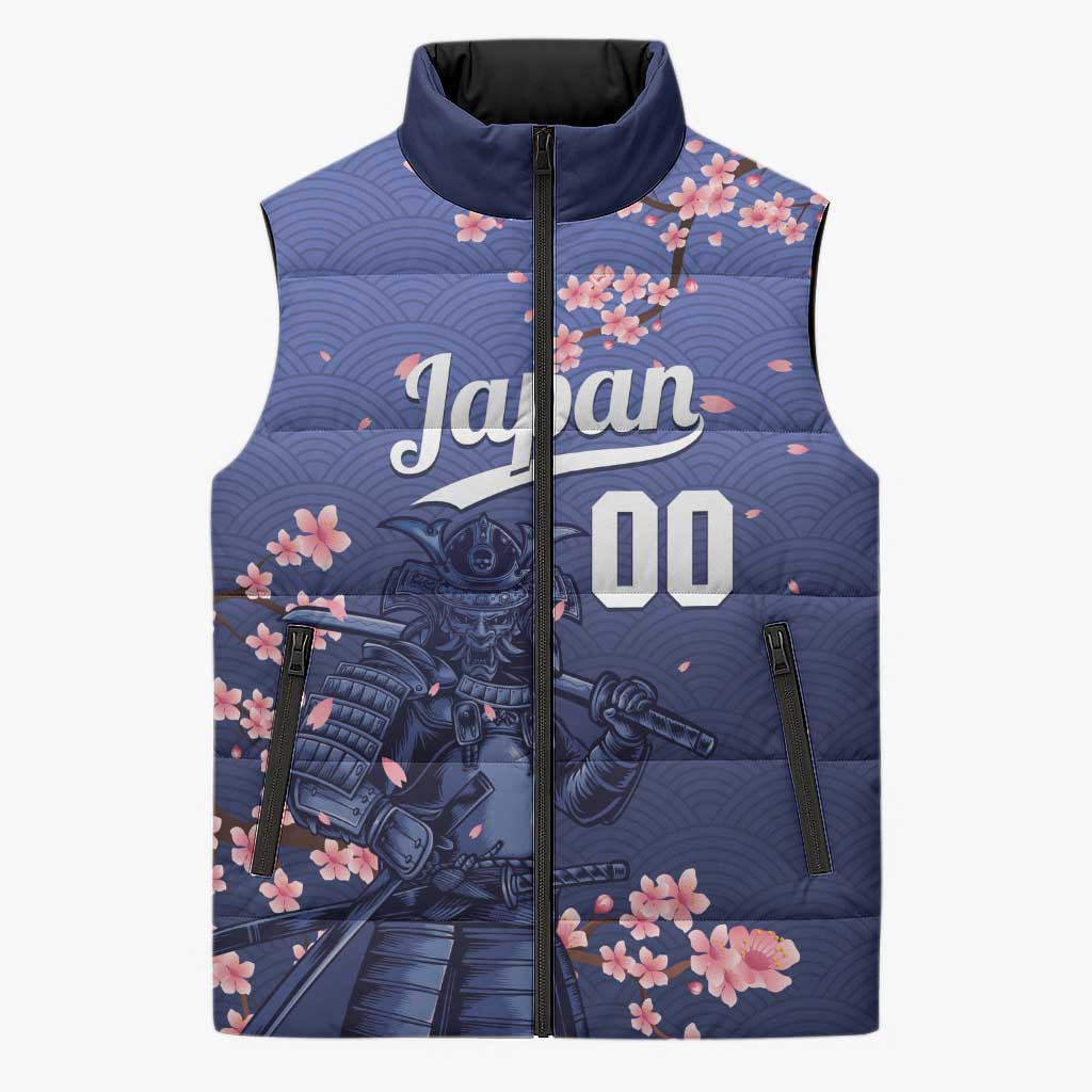 Japan 2026 Baseball Custom Sleeveless Puffer Jacket Come On Samurai Sakura Pattern - Wonder Print Shop