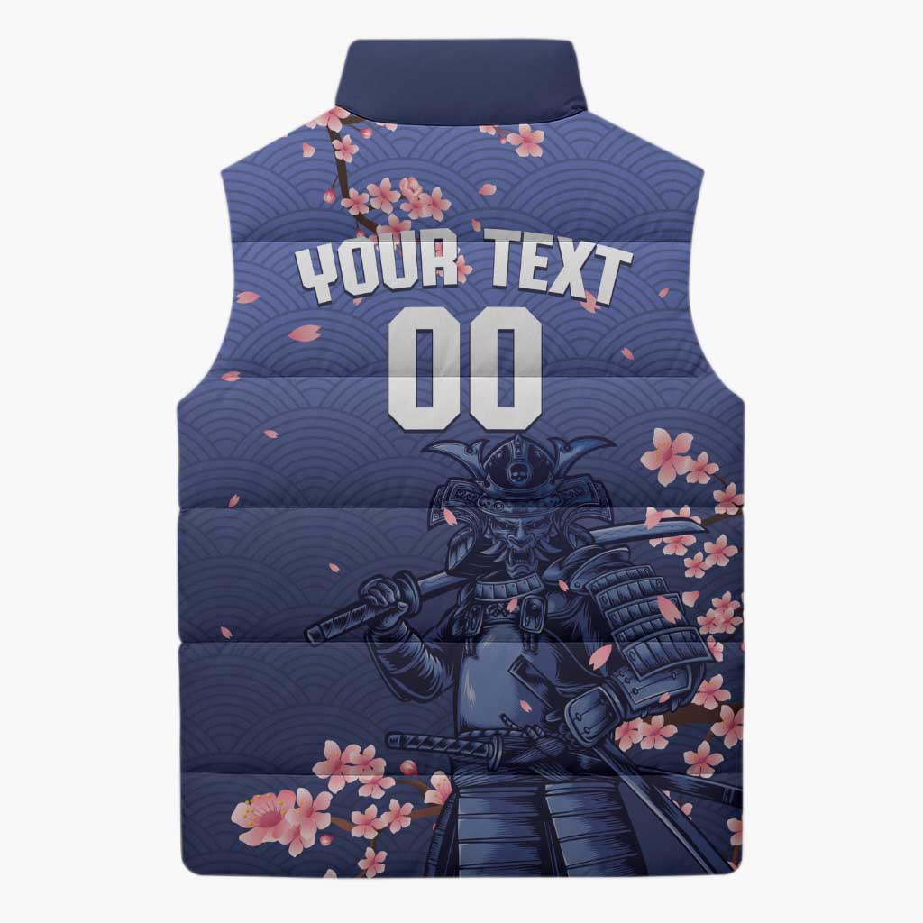 Japan 2026 Baseball Custom Sleeveless Puffer Jacket Come On Samurai Sakura Pattern - Wonder Print Shop