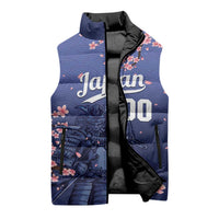 Japan 2026 Baseball Custom Sleeveless Puffer Jacket Come On Samurai Sakura Pattern - Wonder Print Shop