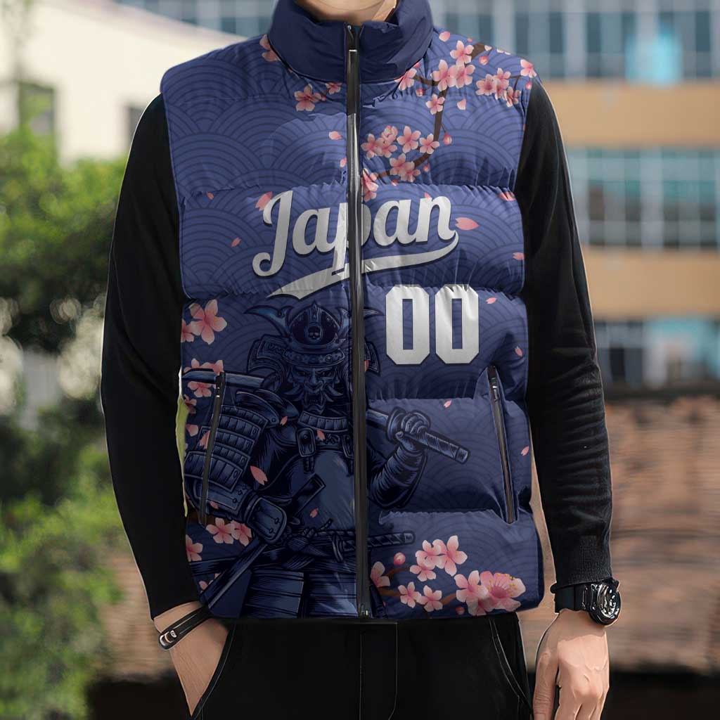 Japan 2026 Baseball Custom Sleeveless Puffer Jacket Come On Samurai Sakura Pattern - Wonder Print Shop