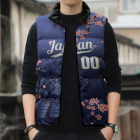Japan 2026 Baseball Custom Sleeveless Puffer Jacket Come On Samurai Sakura Pattern - Wonder Print Shop
