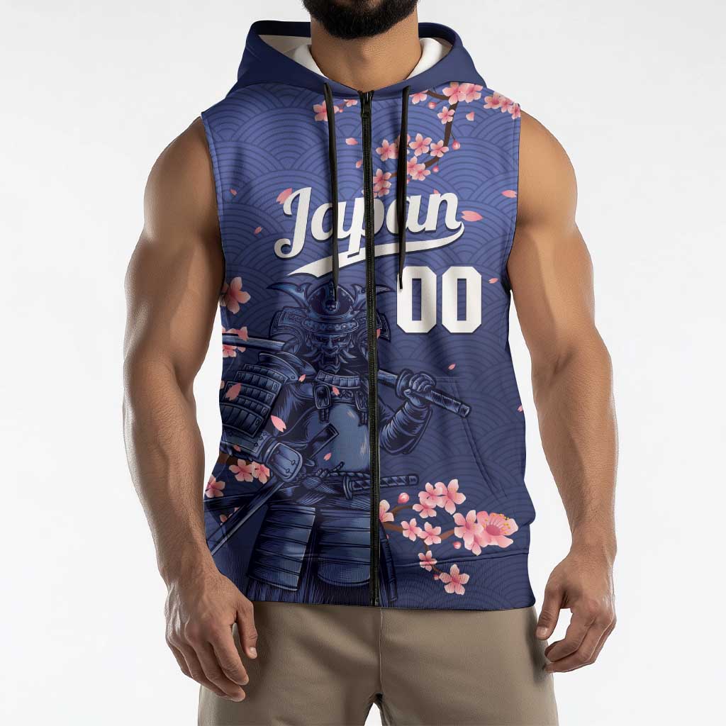 Japan 2026 Baseball Custom Sleeveless Zip Hoodie Come On Samurai Sakura Pattern - Wonder Print Shop