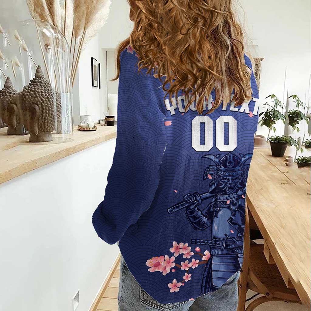 Japan 2026 Baseball Custom Women Casual Shirt Come On Samurai Sakura Pattern - Wonder Print Shop