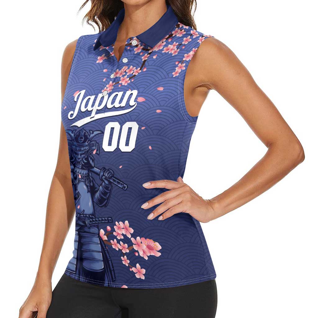 Japan 2026 Baseball Custom Women Sleeveless Polo Shirt Come On Samurai Sakura Pattern - Wonder Print Shop