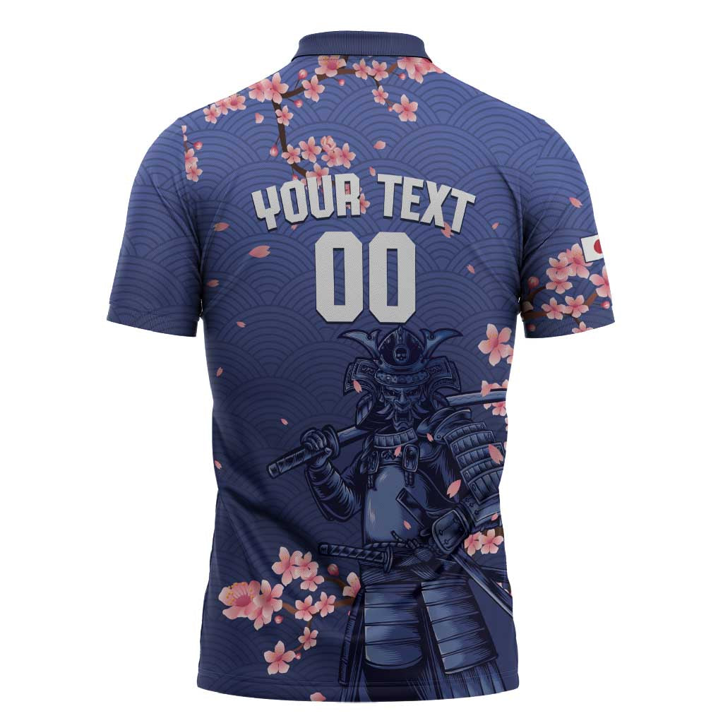 Japan 2026 Baseball Custom Zipper Polo Shirt Come On Samurai Sakura Pattern - Wonder Print Shop