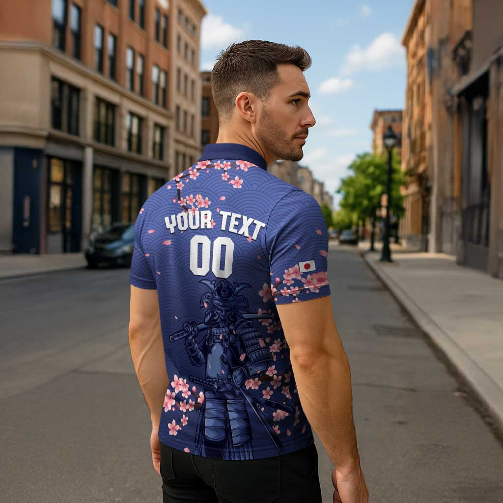Japan 2026 Baseball Custom Zipper Polo Shirt Come On Samurai Sakura Pattern - Wonder Print Shop