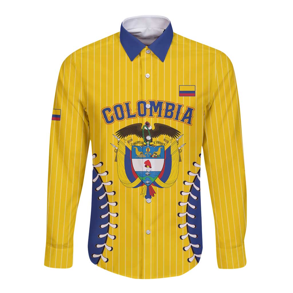 Colombia 2026 Baseball Custom Long Sleeve Button Shirt Go Champions Sporty Style - Wonder Print Shop