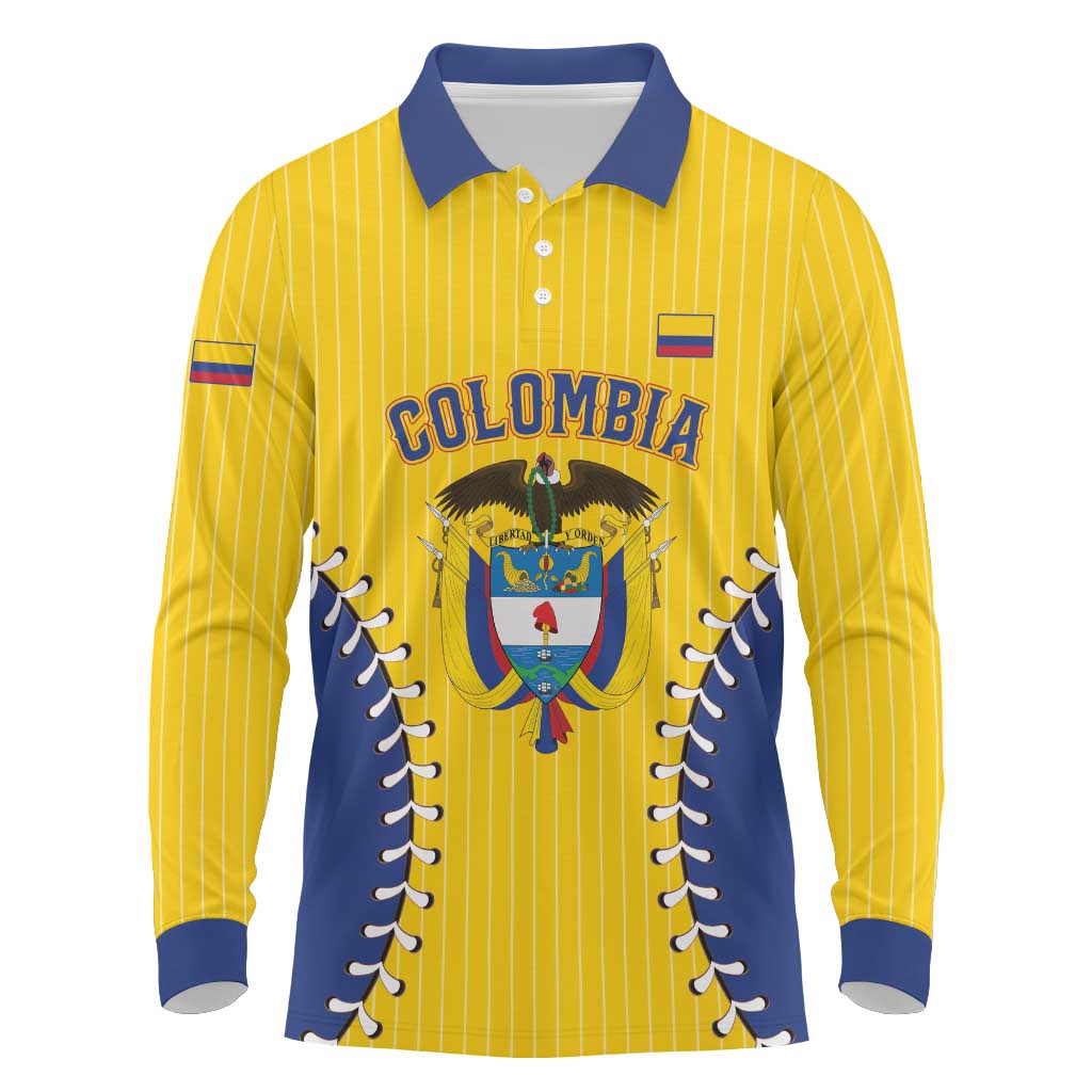 Colombia 2026 Baseball Custom Long Sleeve Polo Shirt Go Champions Sporty Style - Wonder Print Shop