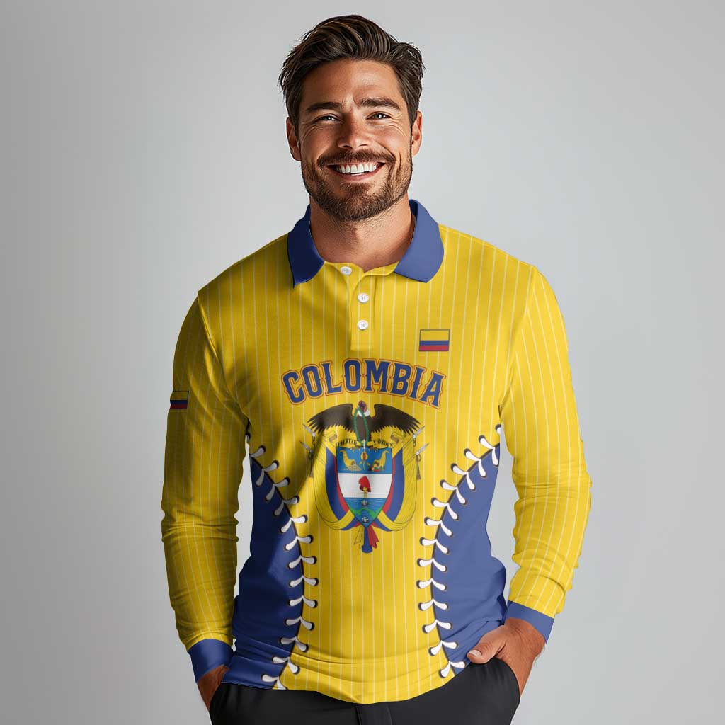 Colombia 2026 Baseball Custom Long Sleeve Polo Shirt Go Champions Sporty Style - Wonder Print Shop