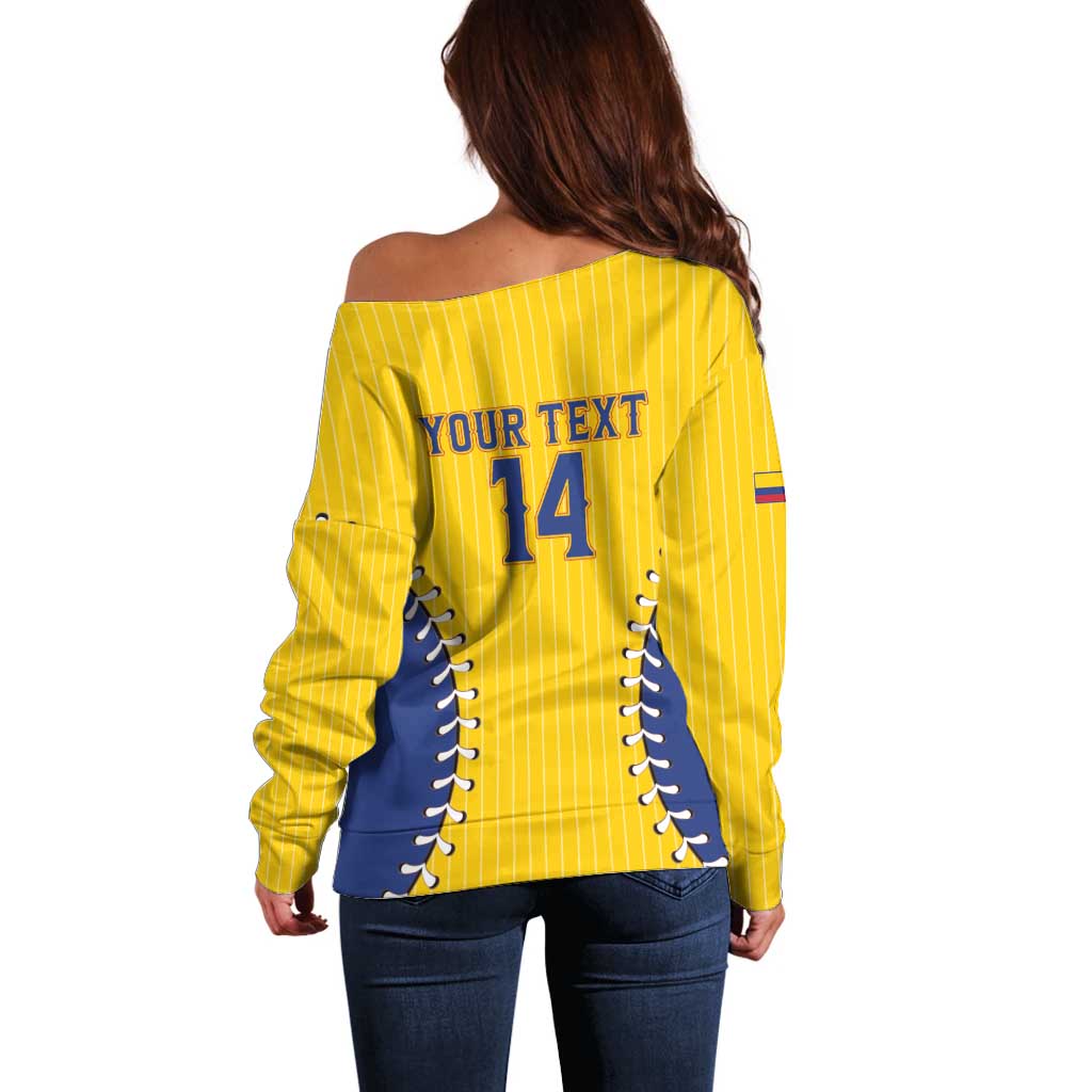 Colombia 2026 Baseball Custom Off Shoulder Sweater Go Champions Sporty Style - Wonder Print Shop