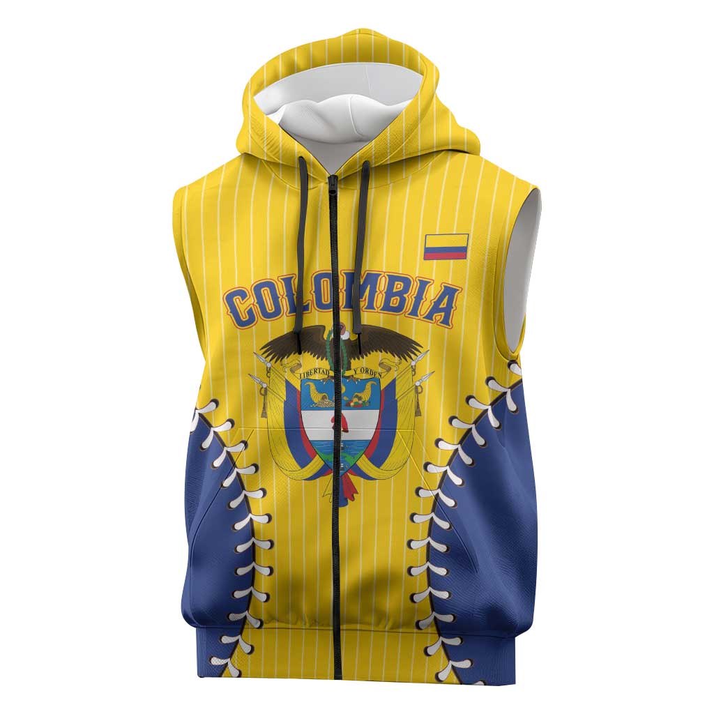 Colombia 2026 Baseball Custom Sleeveless Zip Hoodie Go Champions Sporty Style - Wonder Print Shop