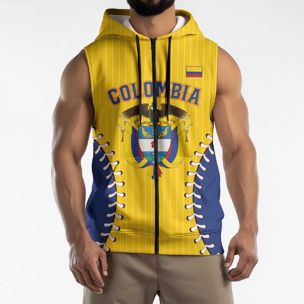 Colombia 2026 Baseball Custom Sleeveless Zip Hoodie Go Champions Sporty Style - Wonder Print Shop