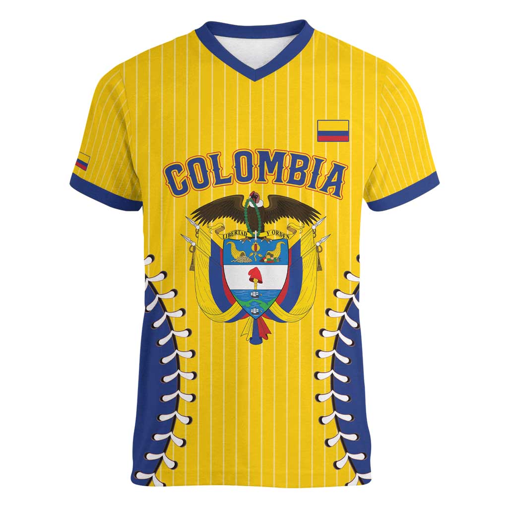 Colombia 2026 Baseball Custom Women V-Neck T-Shirt Go Champions Sporty Style - Wonder Print Shop