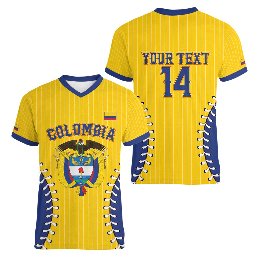 Colombia 2026 Baseball Custom Women V-Neck T-Shirt Go Champions Sporty Style - Wonder Print Shop