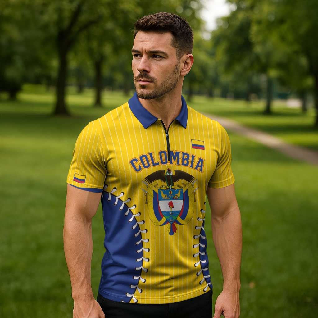 Colombia 2026 Baseball Custom Zipper Polo Shirt Go Champions Sporty Style - Wonder Print Shop