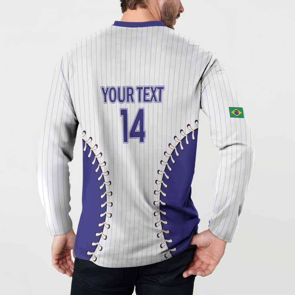 Brazil 2026 Baseball Custom Button Sweatshirt Go Champions Sporty Style - Wonder Print Shop