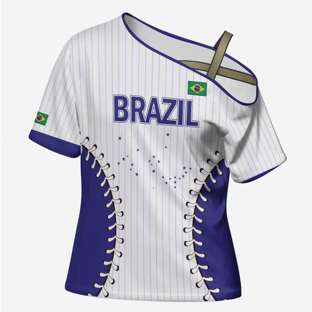 Brazil 2026 Baseball Custom Cross Shoulder Shirt Go Champions Sporty Style - Wonder Print Shop