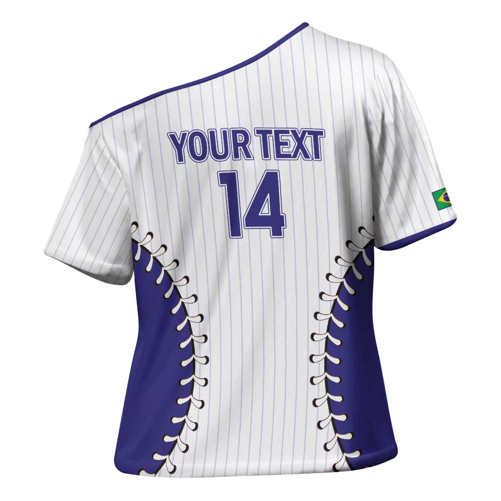 Brazil 2026 Baseball Custom Cross Shoulder Shirt Go Champions Sporty Style - Wonder Print Shop