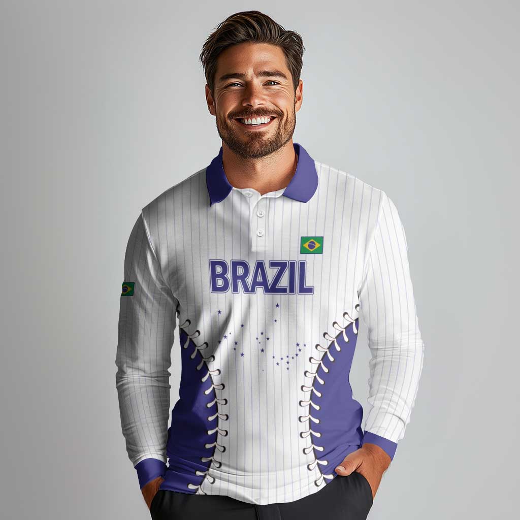 Brazil 2026 Baseball Custom Long Sleeve Polo Shirt Go Champions Sporty Style - Wonder Print Shop