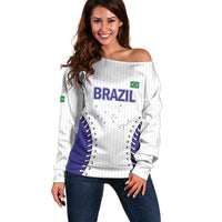 Brazil 2026 Baseball Custom Off Shoulder Sweater Go Champions Sporty Style - Wonder Print Shop