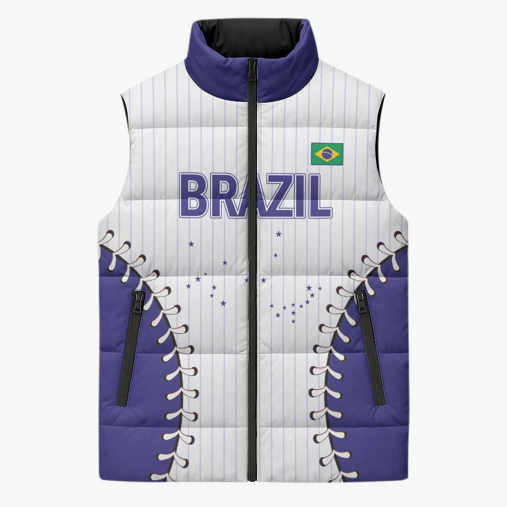 Brazil 2026 Baseball Custom Sleeveless Puffer Jacket Go Champions Sporty Style - Wonder Print Shop