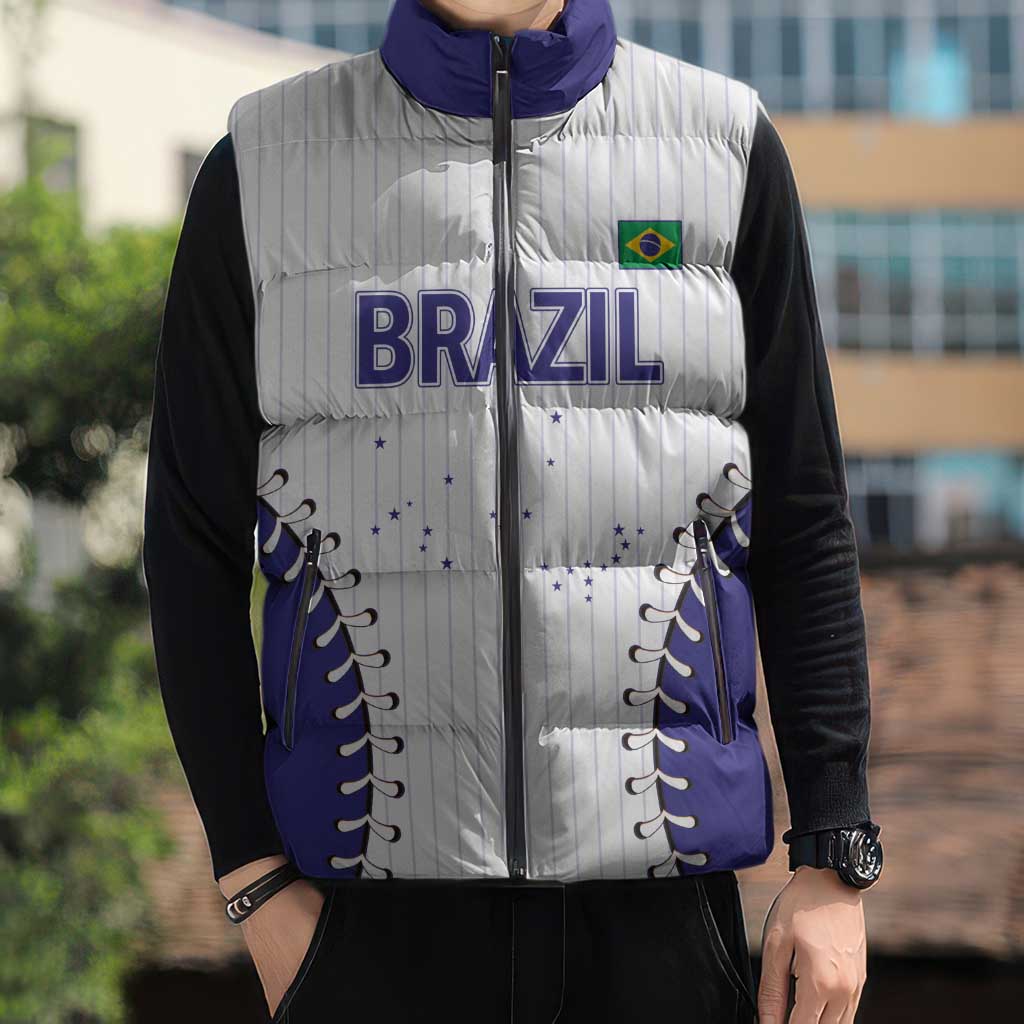 Brazil 2026 Baseball Custom Sleeveless Puffer Jacket Go Champions Sporty Style - Wonder Print Shop