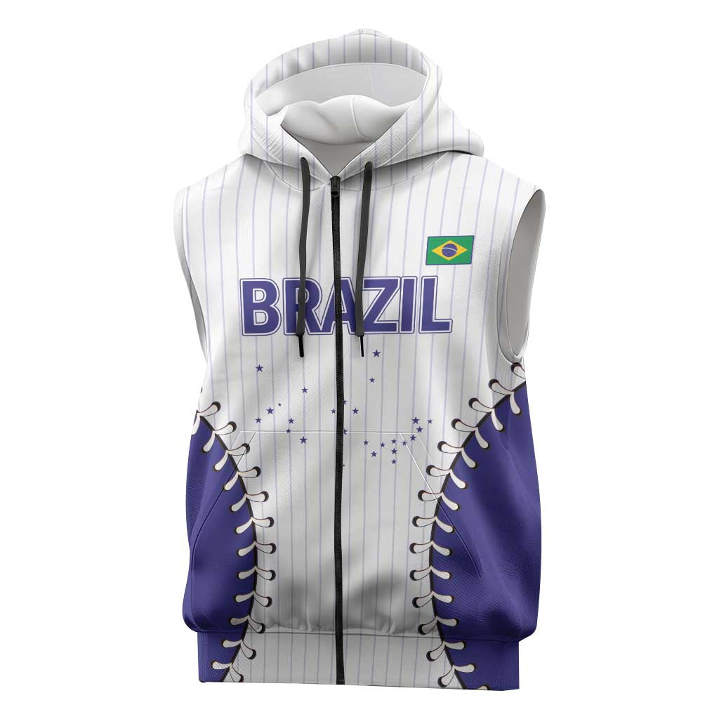Brazil 2026 Baseball Custom Sleeveless Zip Hoodie Go Champions Sporty Style - Wonder Print Shop