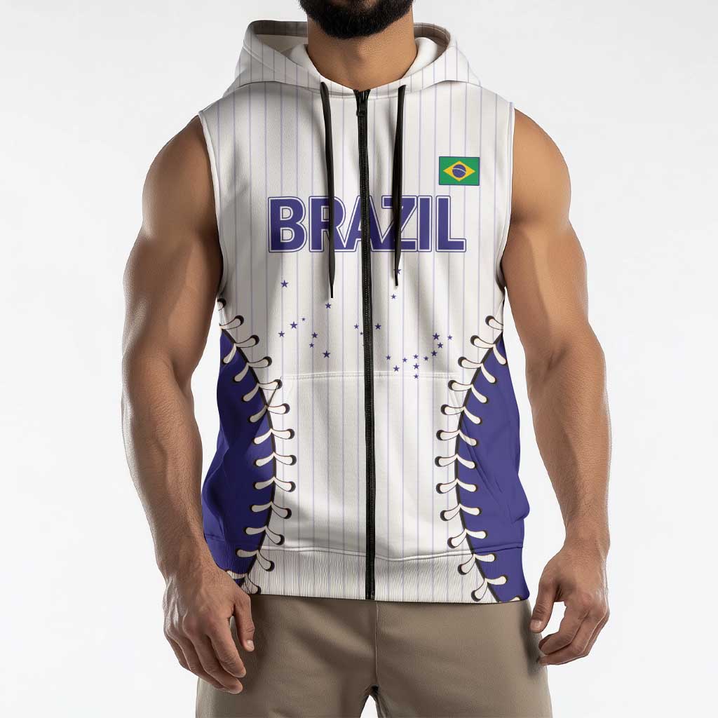 Brazil 2026 Baseball Custom Sleeveless Zip Hoodie Go Champions Sporty Style - Wonder Print Shop