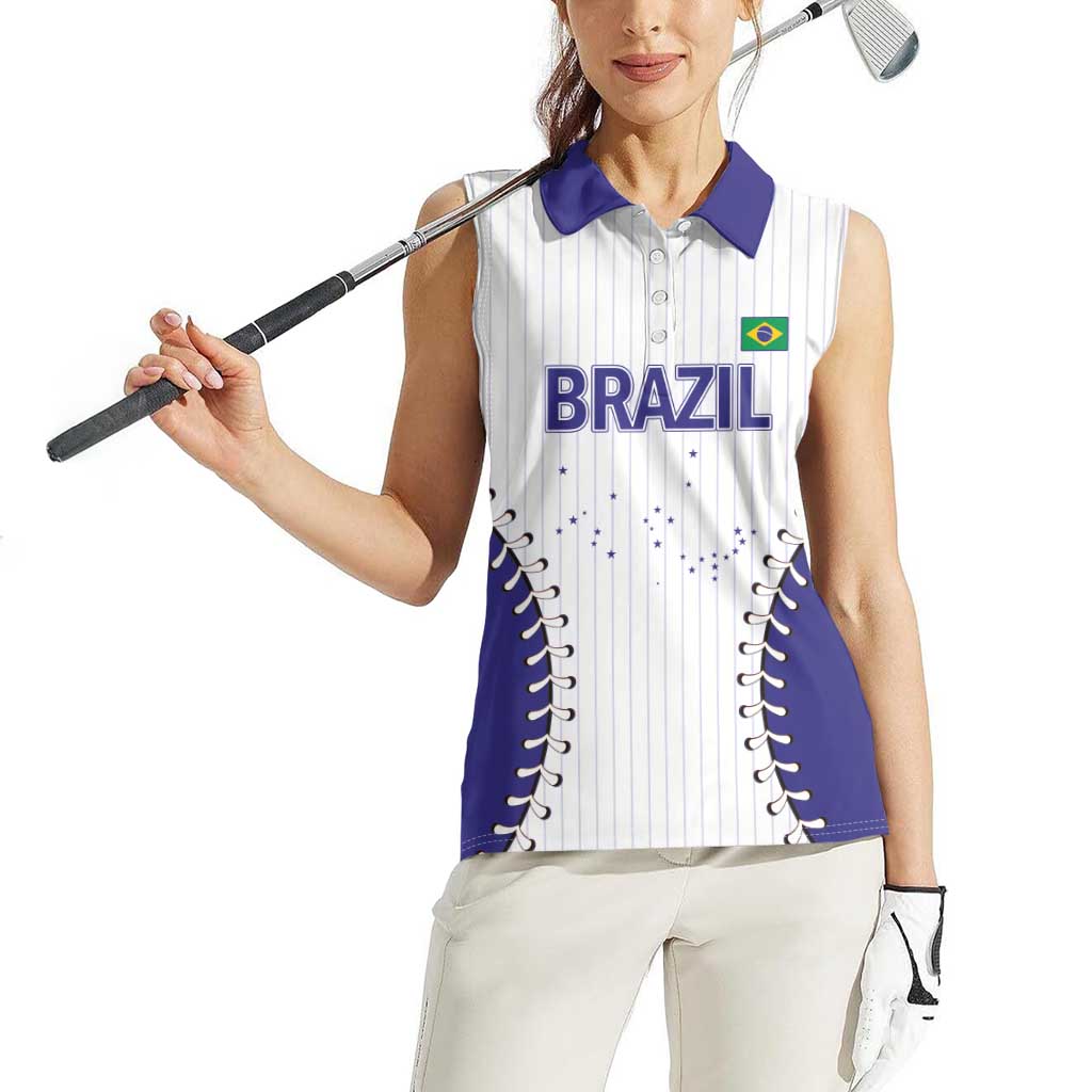 Brazil 2026 Baseball Custom Women Sleeveless Polo Shirt Go Champions Sporty Style - Wonder Print Shop