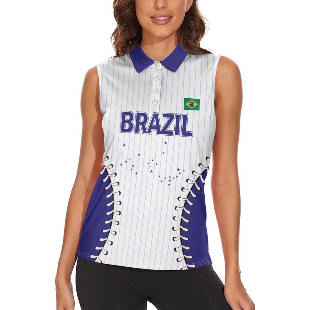 Brazil 2026 Baseball Custom Women Sleeveless Polo Shirt Go Champions Sporty Style - Wonder Print Shop