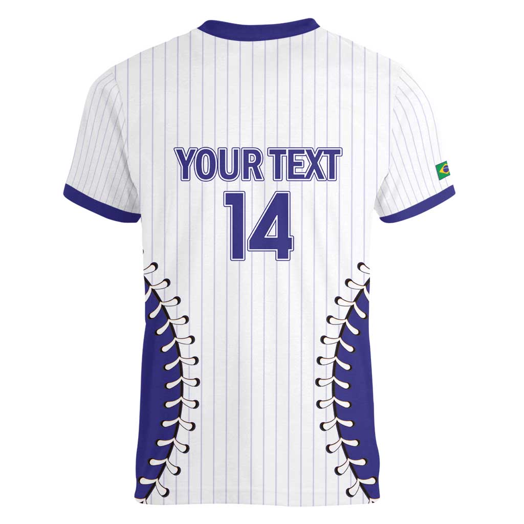 Brazil 2026 Baseball Custom Women V-Neck T-Shirt Go Champions Sporty Style - Wonder Print Shop