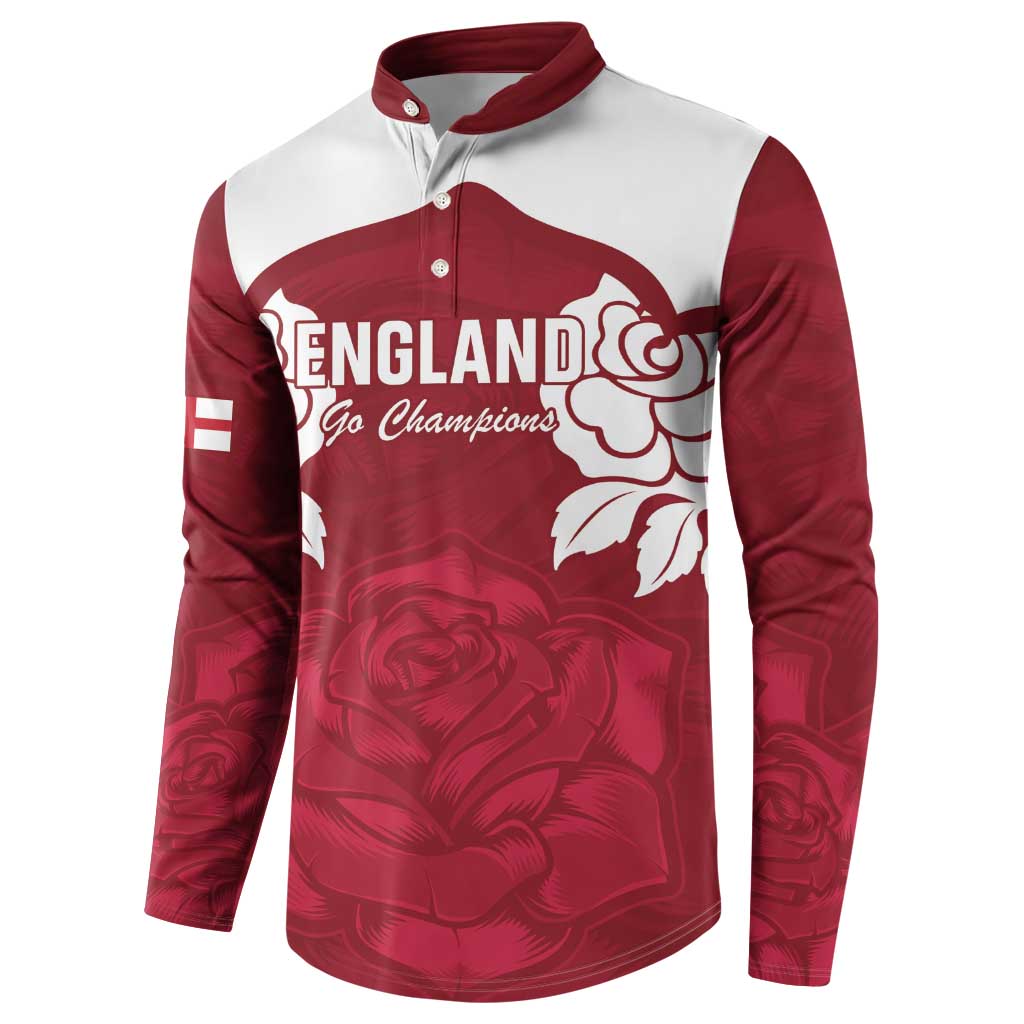 Custom England Rugby 2025 Button Sweatshirt Go Champions Red Rose