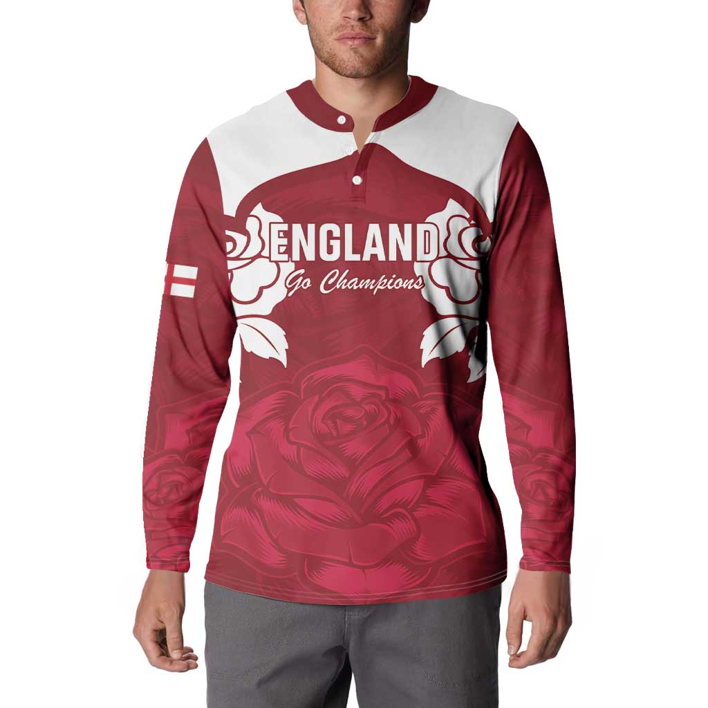 Custom England Rugby 2025 Button Sweatshirt Go Champions Red Rose