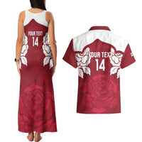Custom England Rugby 2025 Couples Matching Tank Maxi Dress and Hawaiian Shirt Go Champions Red Rose
