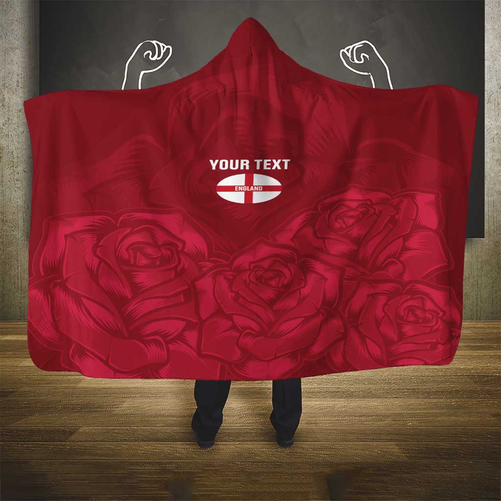 Custom England Rugby 2025 Hooded Blanket Go Champions Red Rose - Wonder Print Shop