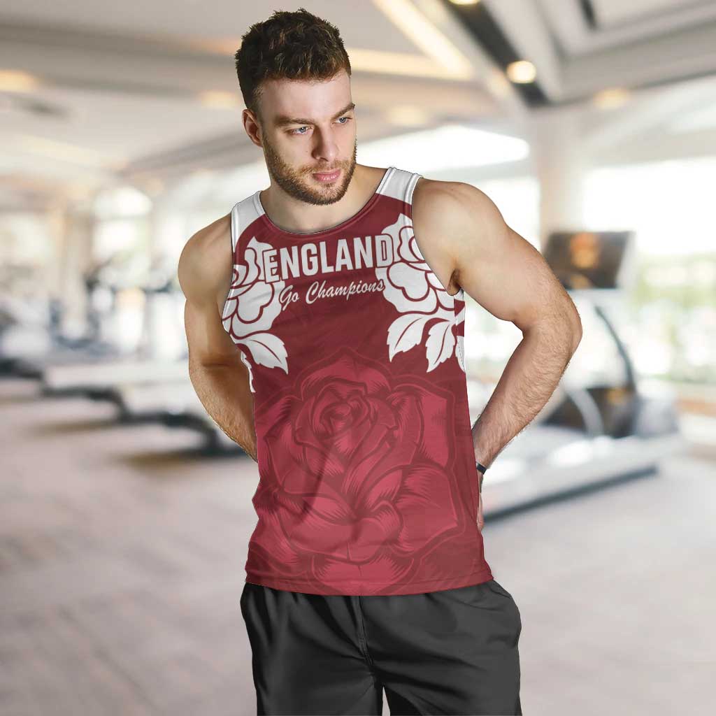 Custom England Rugby 2025 Men Tank Top Go Champions Red Rose - Wonder Print Shop