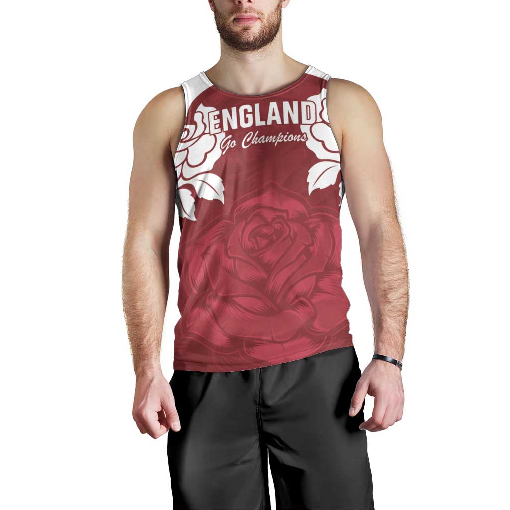 Custom England Rugby 2025 Men Tank Top Go Champions Red Rose - Wonder Print Shop