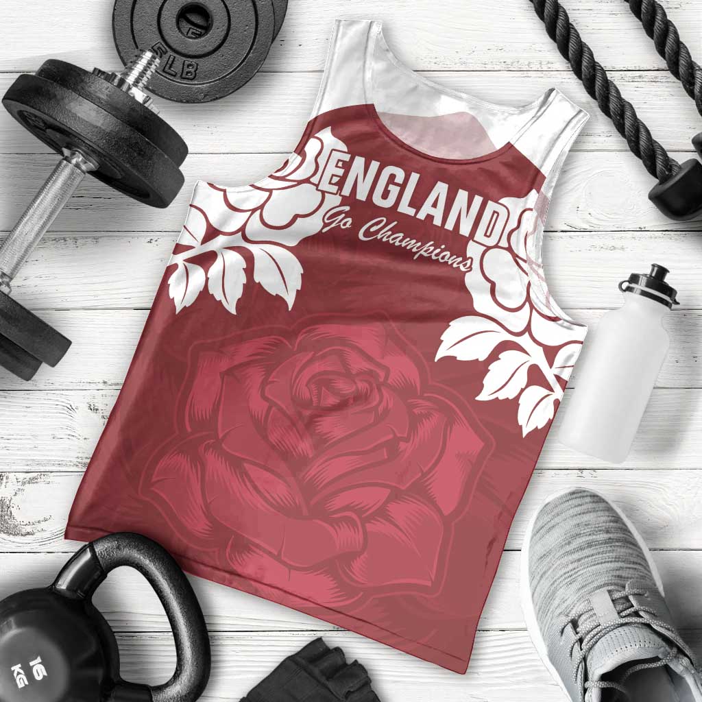 Custom England Rugby 2025 Men Tank Top Go Champions Red Rose - Wonder Print Shop