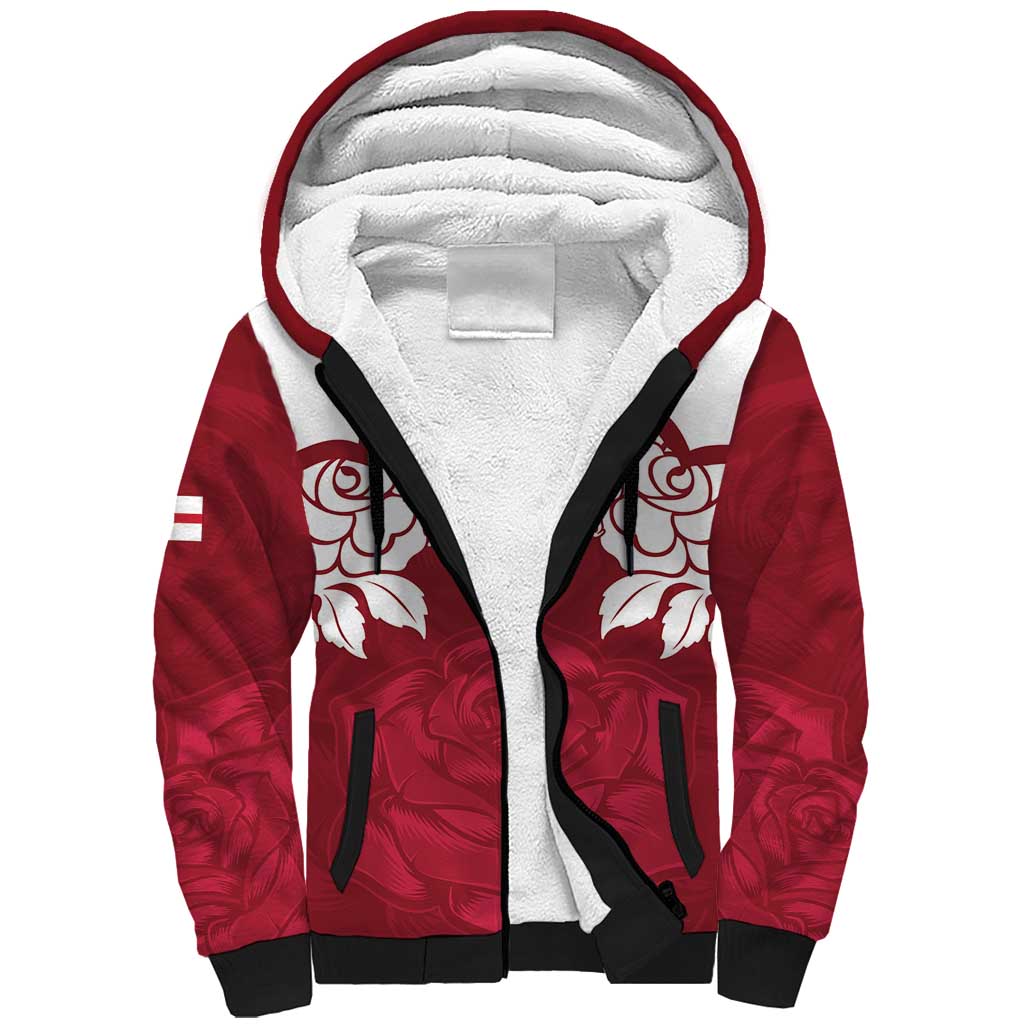 Custom England Rugby 2025 Sherpa Hoodie Go Champions Red Rose - Wonder Print Shop
