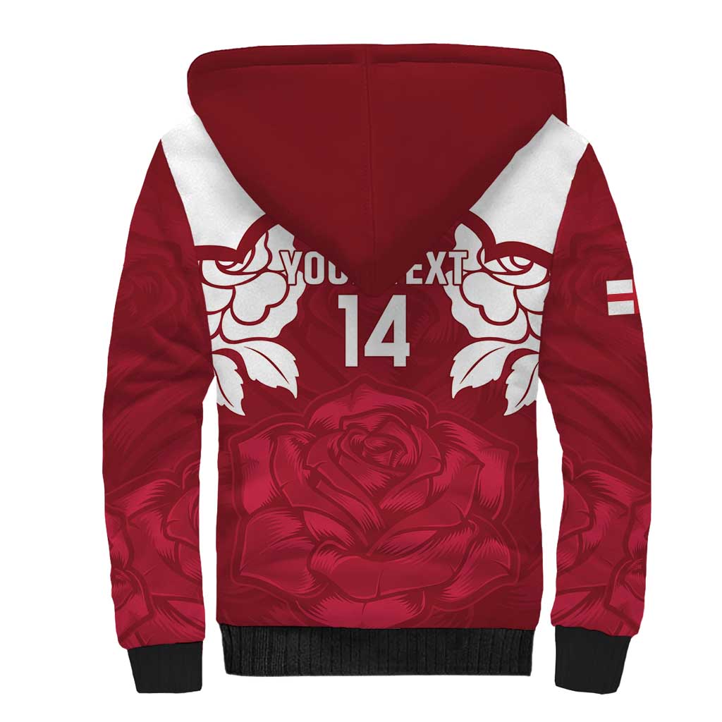 Custom England Rugby 2025 Sherpa Hoodie Go Champions Red Rose - Wonder Print Shop