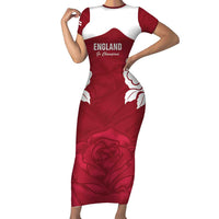 Custom England Rugby 2025 Short Sleeve Bodycon Dress Go Champions Red Rose - Wonder Print Shop