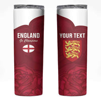 Custom England Rugby 2025 Skinny Tumbler Go Champions Red Rose - Wonder Print Shop
