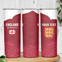 Custom England Rugby 2025 Skinny Tumbler Go Champions Red Rose - Wonder Print Shop